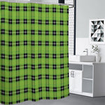 UFO Green Tartan Pattern Print Shower Curtain