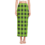 UFO Green Tartan Pattern Print Side Slit Maxi Skirt