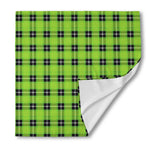 UFO Green Tartan Pattern Print Silk Bandana