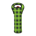 UFO Green Tartan Pattern Print Single Neoprene Wine Tote