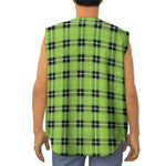 UFO Green Tartan Pattern Print Sleeveless Baseball Jersey