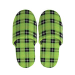 UFO Green Tartan Pattern Print Slippers