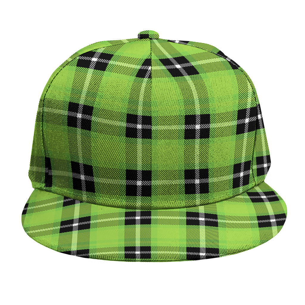 UFO Green Tartan Pattern Print Snapback Cap