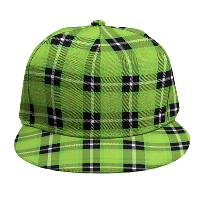 UFO Green Tartan Pattern Print Snapback Cap