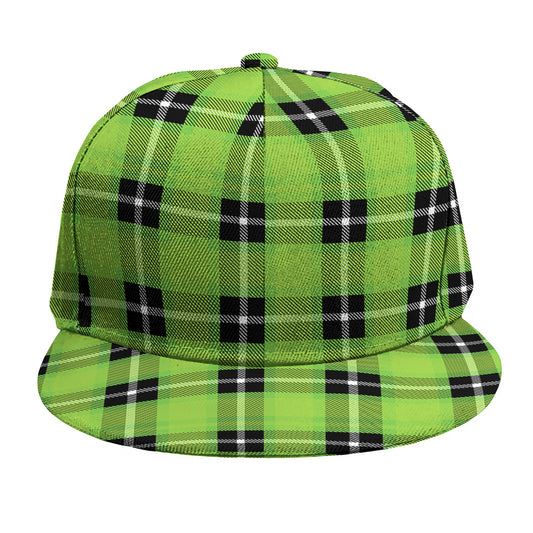 UFO Green Tartan Pattern Print Snapback Cap