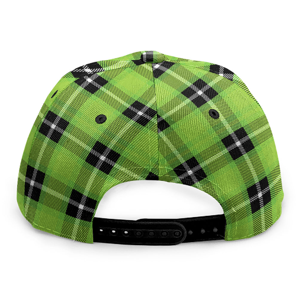 UFO Green Tartan Pattern Print Snapback Cap