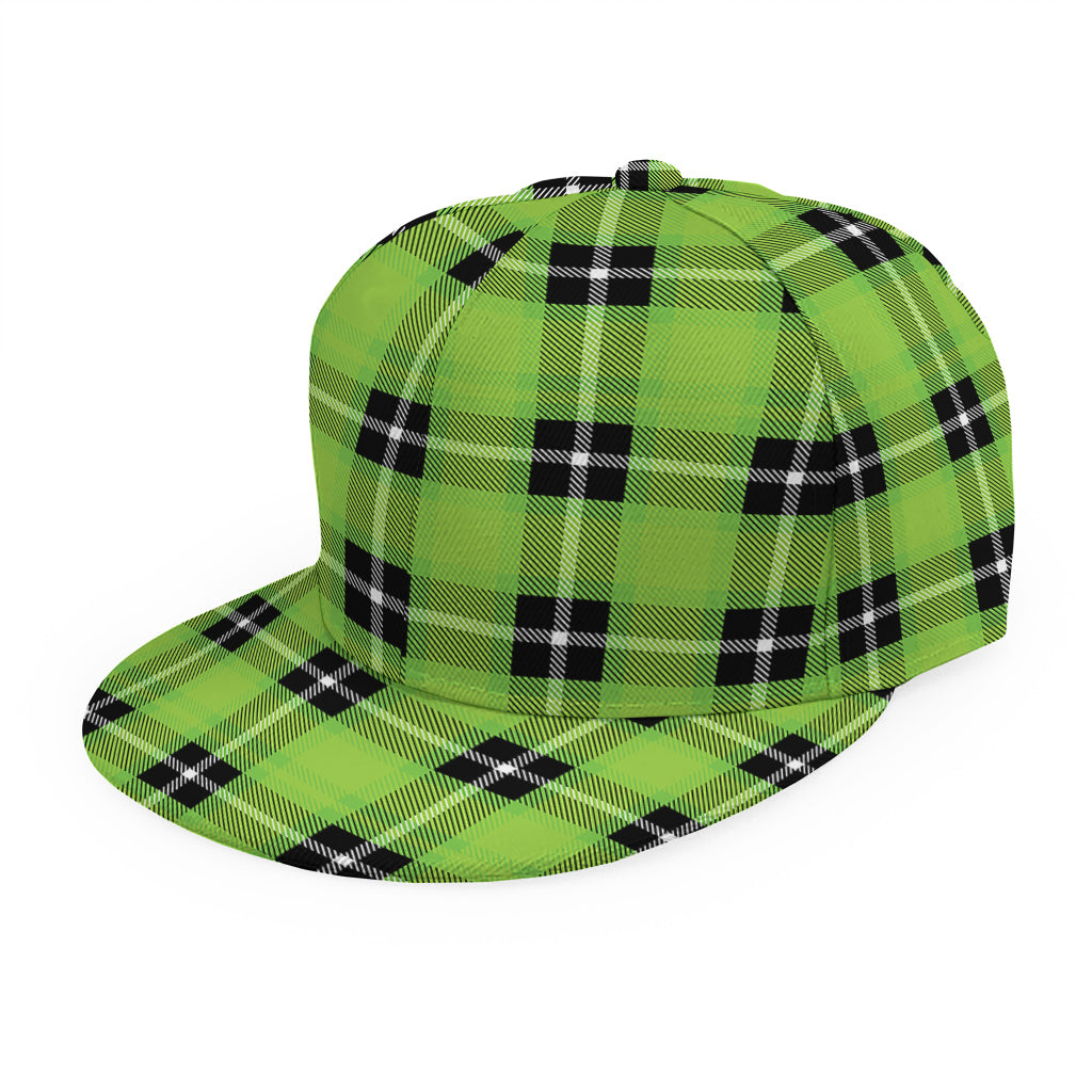 UFO Green Tartan Pattern Print Snapback Cap