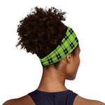 UFO Green Tartan Pattern Print Sports Headband