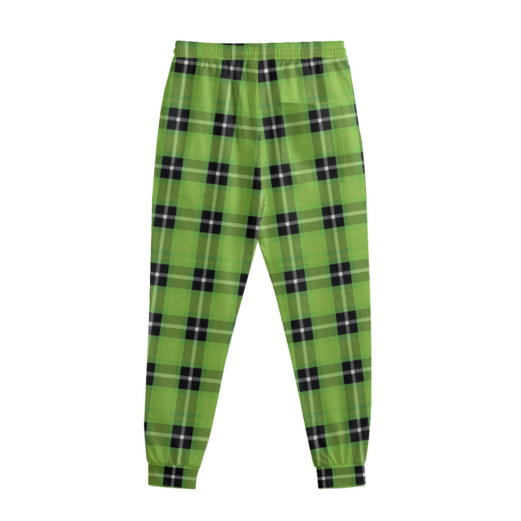 UFO Green Tartan Pattern Print Sweatpants
