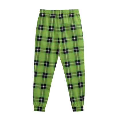 UFO Green Tartan Pattern Print Sweatpants