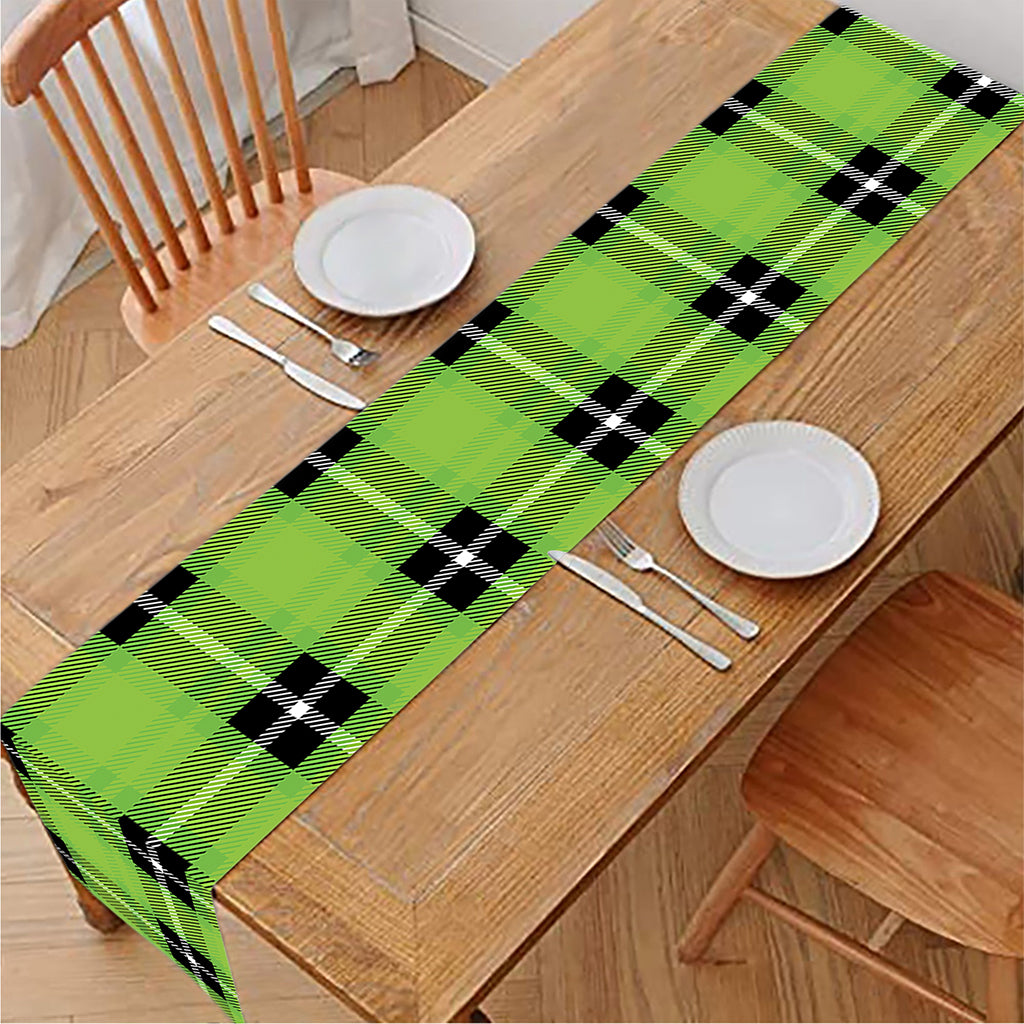 UFO Green Tartan Pattern Print Table Runner