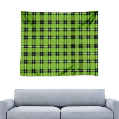 UFO Green Tartan Pattern Print Tapestry