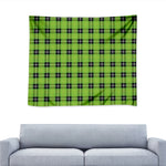 UFO Green Tartan Pattern Print Tapestry