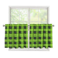 UFO Green Tartan Pattern Print Tier Curtains