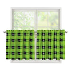 UFO Green Tartan Pattern Print Tier Curtains