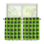 UFO Green Tartan Pattern Print Tier Curtains