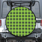 UFO Green Tartan Pattern Print Tire Cover