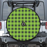 UFO Green Tartan Pattern Print Tire Cover With Camera Hole