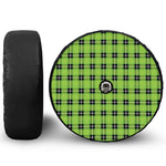 UFO Green Tartan Pattern Print Tire Cover With Camera Hole