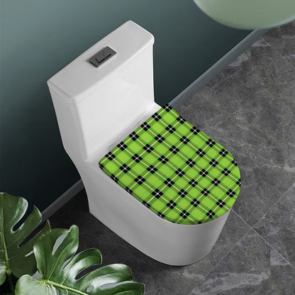 UFO Green Tartan Pattern Print Toilet Lid Cover