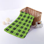 UFO Green Tartan Pattern Print Towel