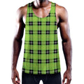 UFO Green Tartan Pattern Print Men's Workout Tank Top
