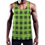 UFO Green Tartan Pattern Print Training Tank Top