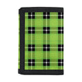UFO Green Tartan Pattern Print Trifold Wallet