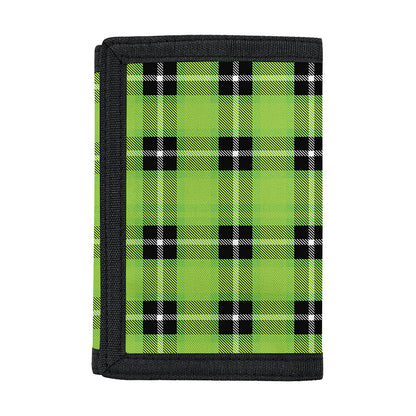 UFO Green Tartan Pattern Print Trifold Wallet