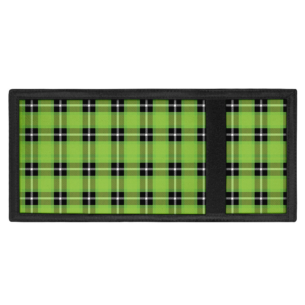 UFO Green Tartan Pattern Print Trifold Wallet