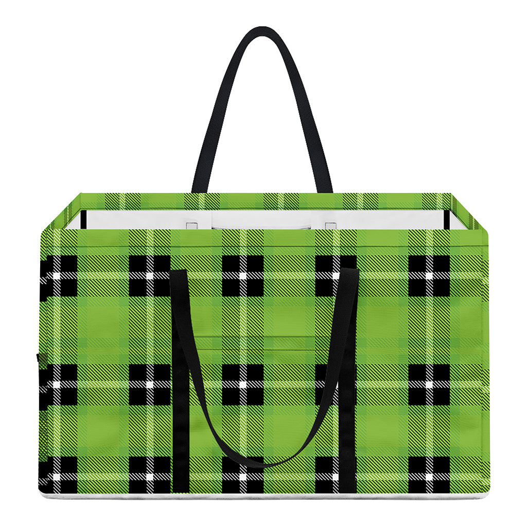 UFO Green Tartan Pattern Print Utility Tote Bag