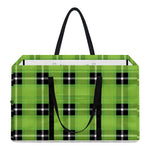 UFO Green Tartan Pattern Print Utility Tote Bag