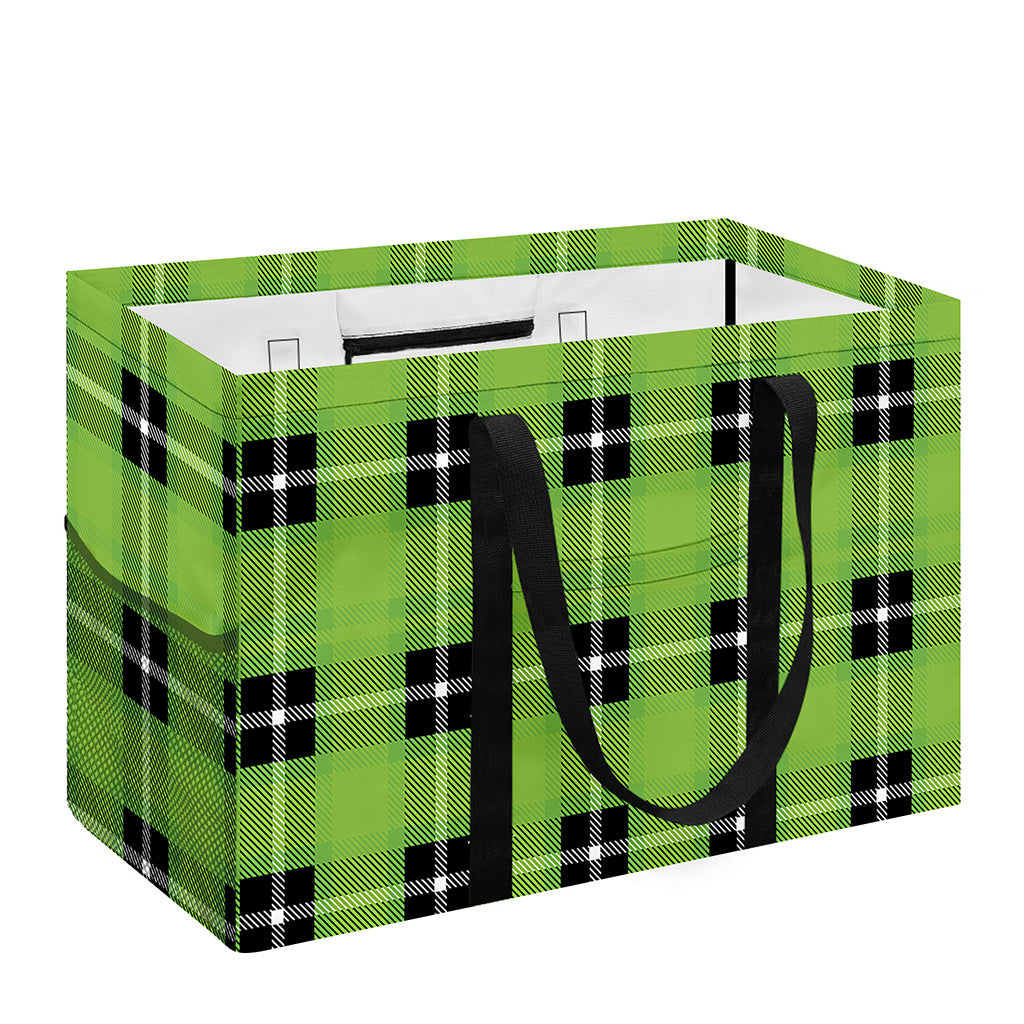 UFO Green Tartan Pattern Print Utility Tote Bag