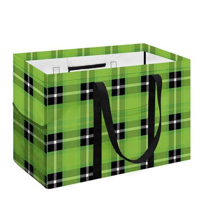 UFO Green Tartan Pattern Print Utility Tote Bag