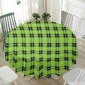 UFO Green Tartan Pattern Print Waterproof Round Tablecloth