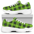 UFO Green Tartan Pattern Print White Chunky Shoes