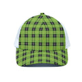 UFO Green Tartan Pattern Print White Mesh Trucker Hat