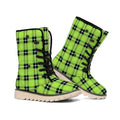 UFO Green Tartan Pattern Print Winter Boots