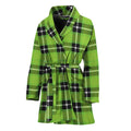 UFO Green Tartan Pattern Print Women's Bathrobe