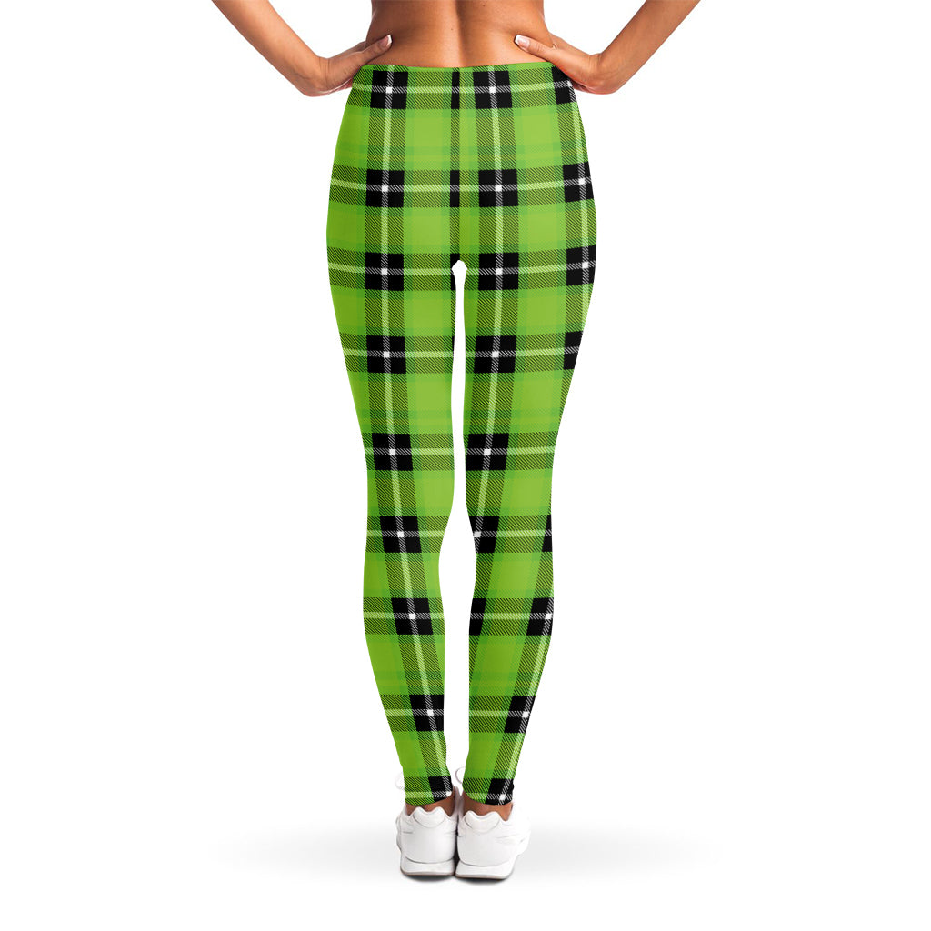UFO Green Tartan Pattern Print Women's Leggings