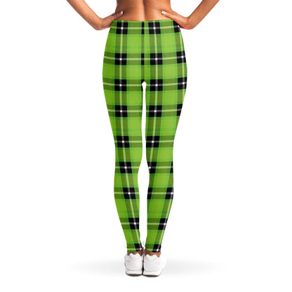 UFO Green Tartan Pattern Print Women's Leggings