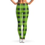UFO Green Tartan Pattern Print Women's Leggings