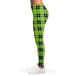 UFO Green Tartan Pattern Print Women's Leggings