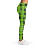 UFO Green Tartan Pattern Print Women's Leggings