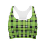 UFO Green Tartan Pattern Print Women's Sports Bra