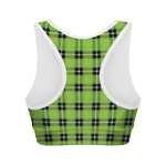 UFO Green Tartan Pattern Print Women's Sports Bra