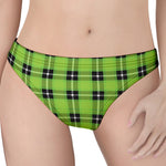 UFO Green Tartan Pattern Print Women's Thong