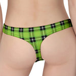 UFO Green Tartan Pattern Print Women's Thong