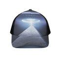 UFO Pyramid Print Black Mesh Trucker Hat