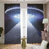 UFO Pyramid Print Blackout Pencil Pleat Curtains